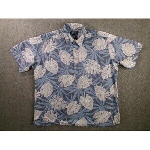 Ono Company Aloha Pullover Shirt Men XXL Blue Hawaiian Floral Tropical Casual